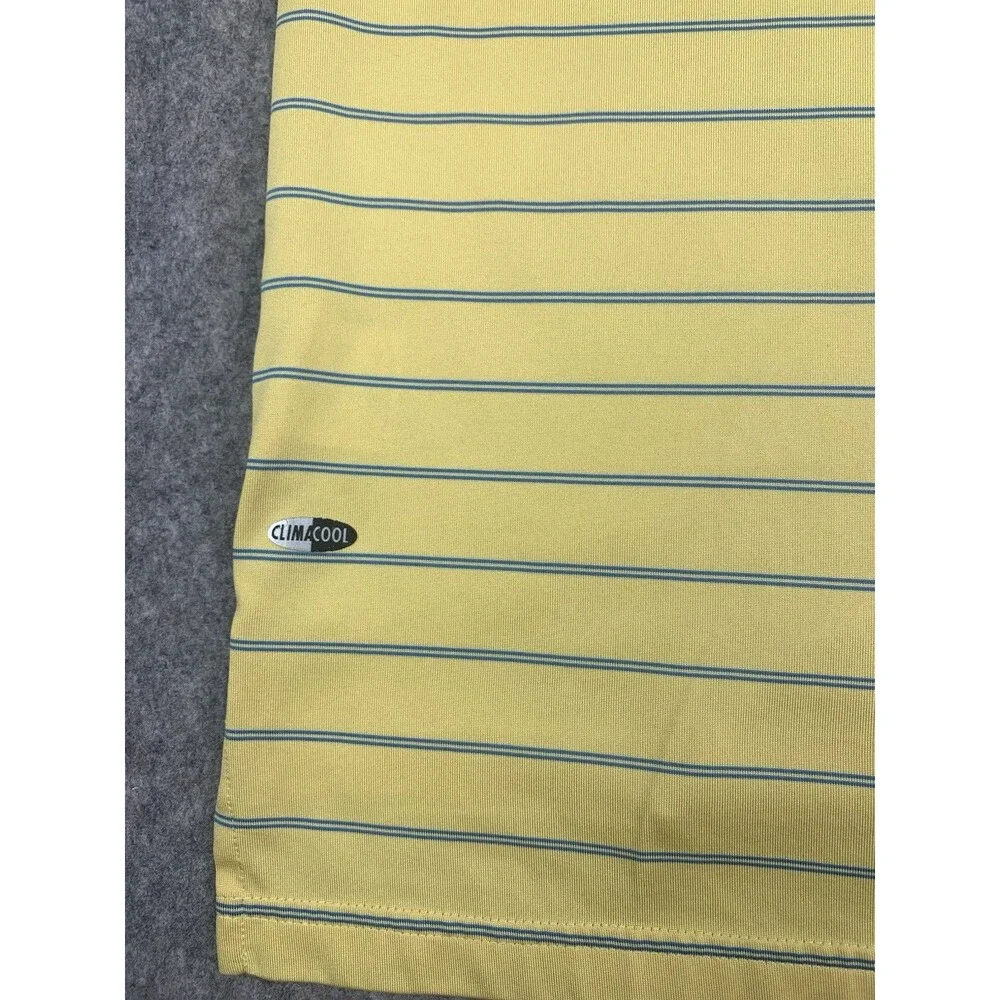 Adidas Golf Men's Polo Shirt ClimaCool, Yellow Striped, Moisture Wicking, Medium